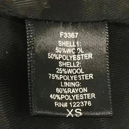 Women’s XS Wool Blend Longline Coat Herringbone Minimalist Zip Front Overcoat Gray