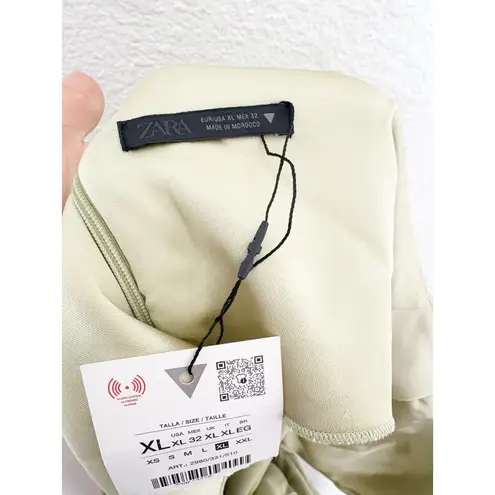 ZARA NWT  Satin Sweetheart Midi Dress Size XL Pistachio Green Cocktail Wedding