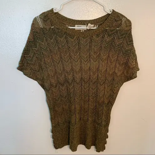 Allison Brittney  Short Dolman Sleeve Sweater Green