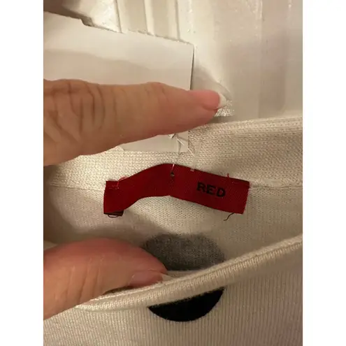 Women's RED White Black Polka Dot Crew Neck Sweater S