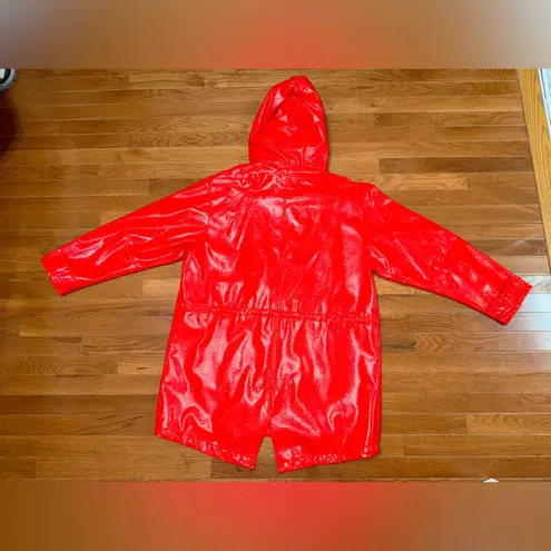 ZARA  TRF Laser Red Faux Patent Leather Raincoat