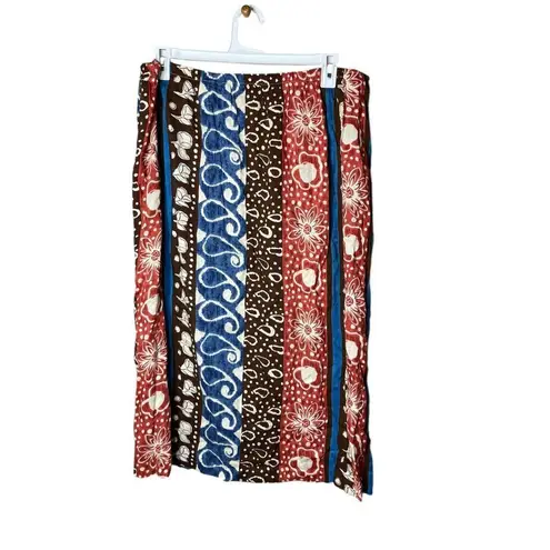 Vintage Paquette Byer California Wrap Maxi Skirt/ Beach Coverup Rayon Size 1X Blue