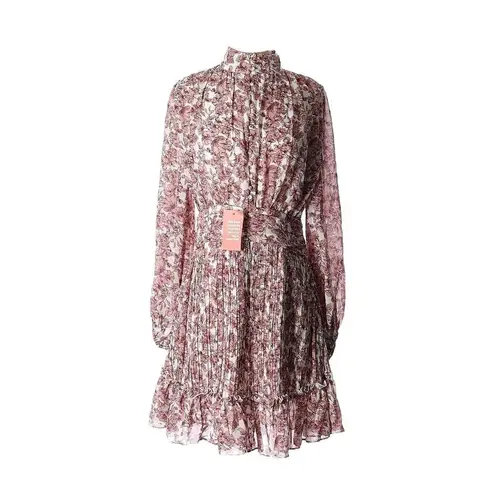 NWT Ivy City Co Brynley in Pink Floral Mock Neck Balloon Sleeve Dress XL White