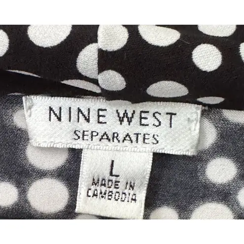 Nine West  Separates Women’s Large Tie Back Top Black White Polka Dot Retro Chic