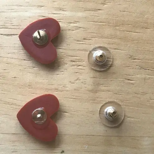 Handmade Heart Earrings Posts Polymer Clay Valentine Birthday Romance Cu…