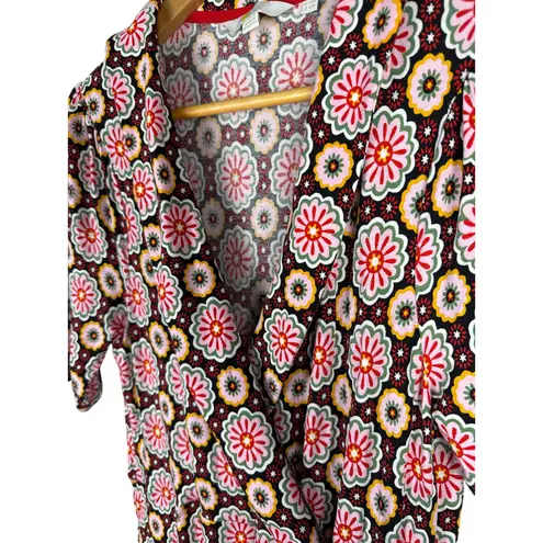 Boden USA Boden Fixed Floral Wrap Surplice Fit & Flare Dress Black Opulent Daisy Size 10R