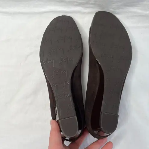 Fs / Ny Womens Brown Suede Cap Toe Wedge Shoes Size 9.5 Made In Spain