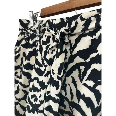 Eliane Rose Black White Abstract Print Wide Leg Cropped Pants Women's M