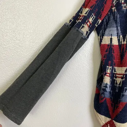 Ralph Lauren Denim Supply Aztec Sweater Medium Blue Distressed Pullover Cotton * Red