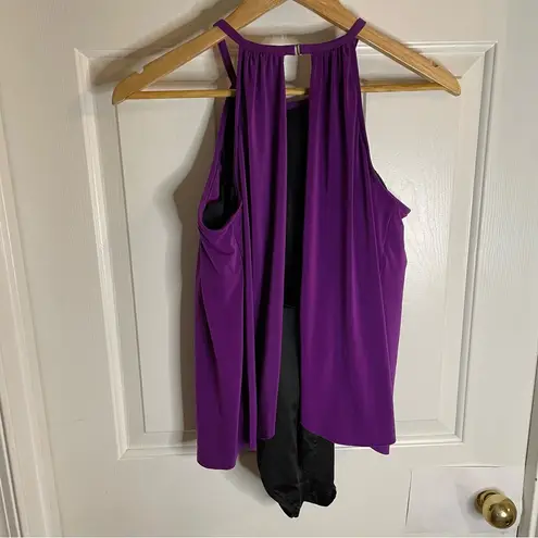 Magicsuit Black One Piece Swimsuit with Purple Drape Size 10