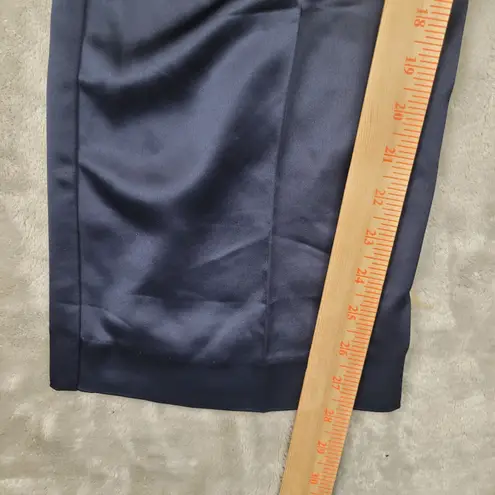 House of Harlow Blue Satin Pleated High Waist Wide Leg Trousers Pants Size 10