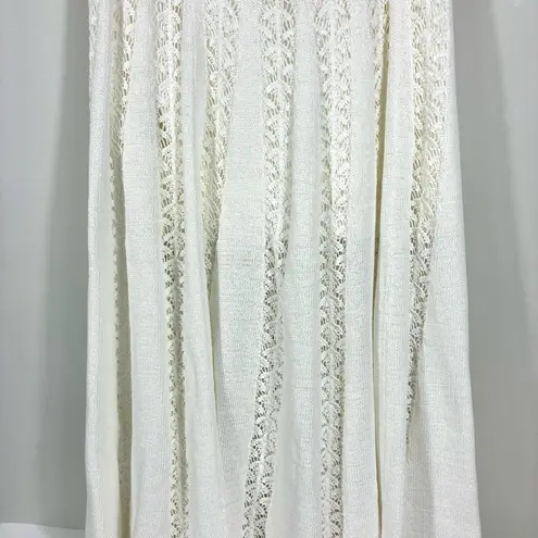 Zimmermann Wylie Flared Cotton Sweater Knit Midi Skirt Ivory US 12 AU 4 NWT