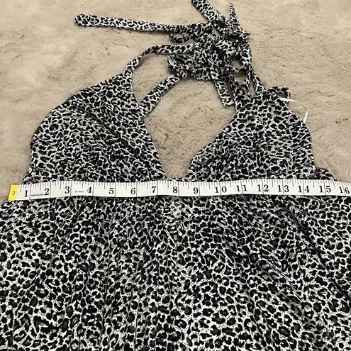 Rebecca Taylor Snow Leopard Halter Maxi Dress Goddess Boho Animal Print Party M