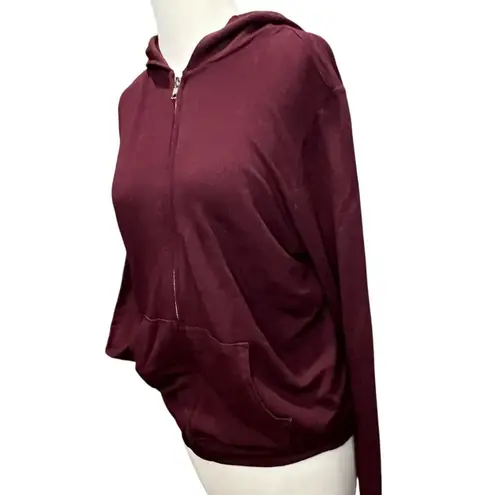 Monrow Supersoft Zip Up Hoody Womens M Maroon Red Hoodie Sweatshirt Full Zip Size M