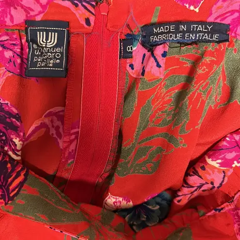 Authentic Vintage Emanuel Ungaro Red Floral Banshee Styled Midi Dress Size 8