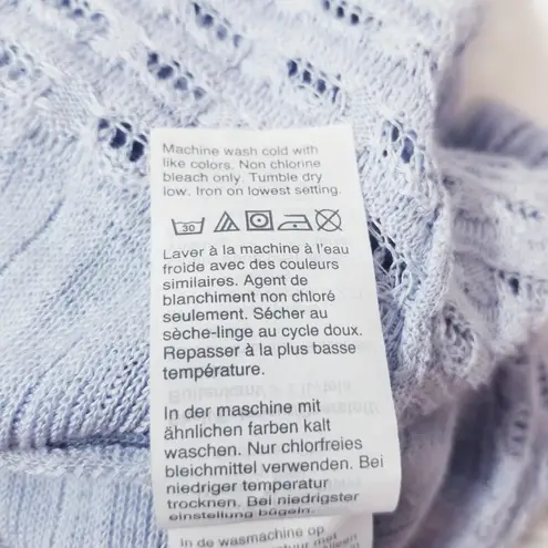 Point Sur Light Blue Linen Blend Knit Maxi Dress Sleeveless Drawstrings Size M