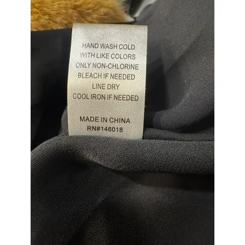 Lost + Wander Black Embroidered Ruffle Midi Dress Size L Boho Romantic Floral