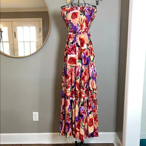 Abel the label Floral Strapless Maxi Dress – Smocked Bodice Size M