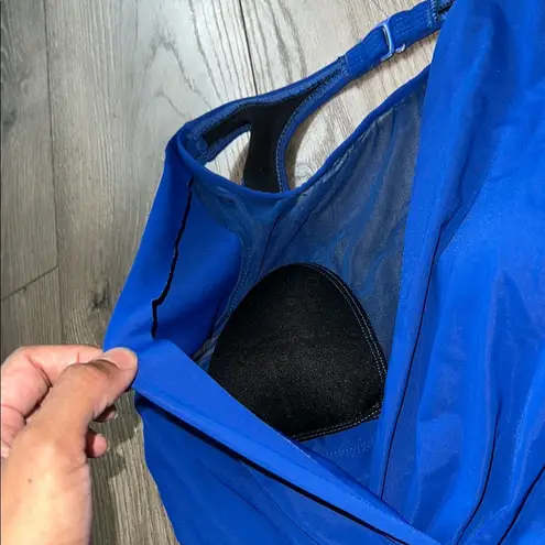 Aqua Green Vibrant Blue Swimsuit with Mesh Accents