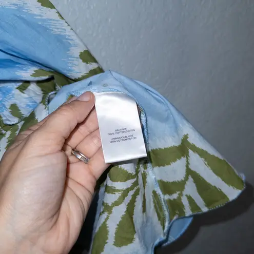 Tanya Taylor New Horizon Blue Tropical Leaf Hazelle Tiered Midi Skirt Size Small