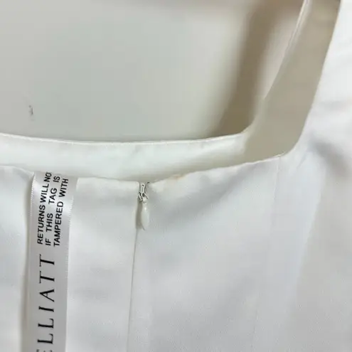 Elliatt Amelie Square Neck Duchesse Satin Cocktail Minidress in Ivory Small