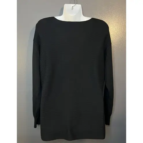 Ella Moss Sweater Womens Medium Black V Neck Textured Knit Pullover Lightweight