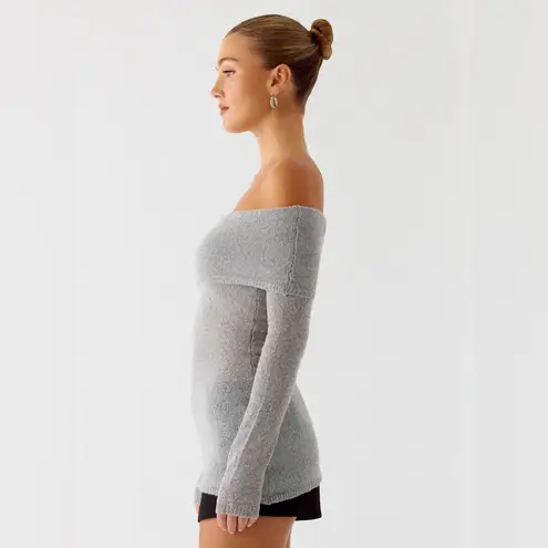 Peppermayo NWT Exclusive - Romeo Bardot Knit Top - Grey