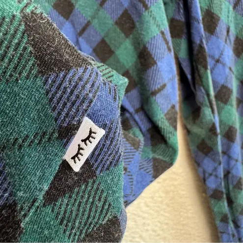 Little Sleepies Bamboo Women’s Navy Green Tartan Plaid Pajama Top Size Small