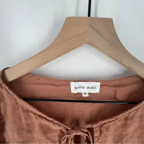 Bella Dahl Linen Tie Front Peasant Top Terracotta Brown Size M
