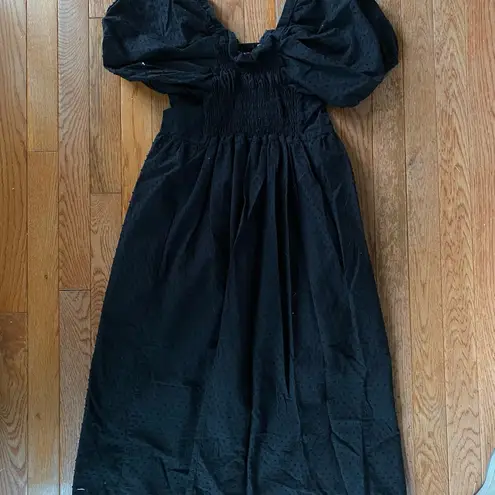 Black Puff Sleeve Square Neck Midi Sundress Size undefined