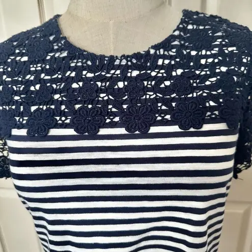 Charter Club striped lace detail short sleeved T shirt