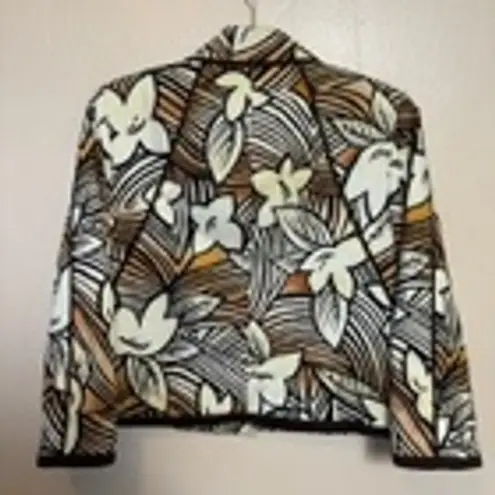 Harvé Benard Harve Benard Womens Blazer Jacket Button Closure Lined Floral Brown Cream Size 8