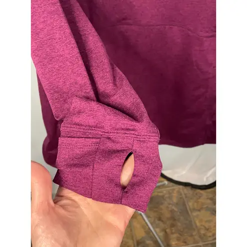 Duluth Trading Co 1X Magenta Heathered Cowl Neck Thumbhole Tunic Top Purple