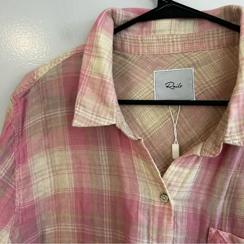 Rails NWT Ellis Rose Sand Ivory Long Sleeve Gauze Button Up Shirt Size XXL