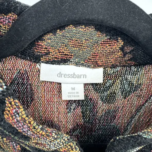 Vintage Dressbarn Tapestry Jacket Womens Medium Black Floral Print Dark Romantic