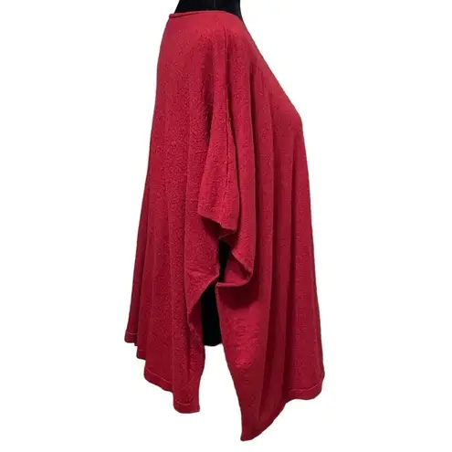 J Jill Cranberry Merino Wool Boho Poncho Sweater Oversized One Size Red Size undefined