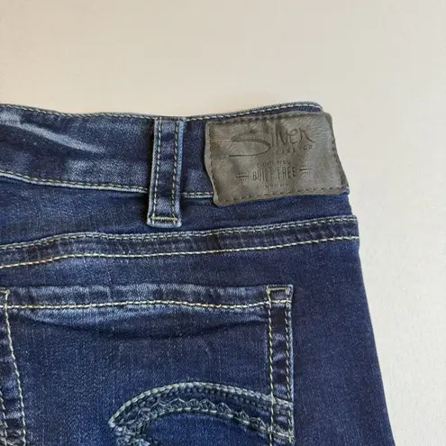 Silver Jeans Womens 32x22.5 Suki Capri Mid Rise Super Stretch Dark Wash Blue