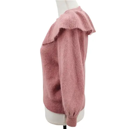 Ba&sh  Hoa Ruffle Collar Blush Pink Sweater Wool Mohair Blend 1E22HOA Size Medium thumbnail 3