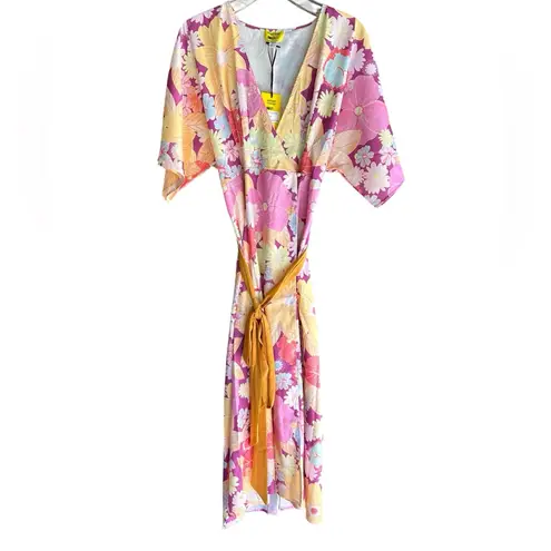 Unique Vintage X Smiley Collaboration Floral Kimono Wrap Dress