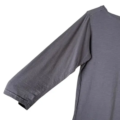 Pact 100% Organic Cotton Boatneck 3/4 Sleeve T-Shirt Top in Gray, Size Small