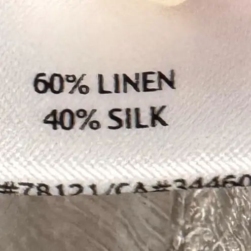 Eileen Fisher  Linen Silk Scarf Woven Beige Silver Dip Die Wrap New MSRP $128