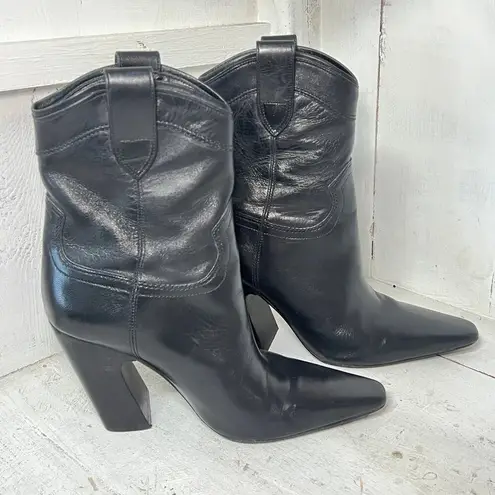 A'mmonde Atelier Adrian Pull On Pointed Toe Western Boots Black Womens Size 38/8