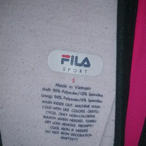 FILA  Performance S Running Zipper Pocket Fitted Tank Top in Hot Pink Black Trim