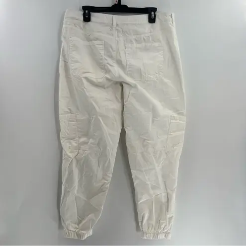 Sundance Jolienne Twill cargo joggers white size 12 relaxed fit exposed buttons