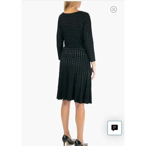 Nina Leonard Pleated Dot Sweater Dress Size Medium
