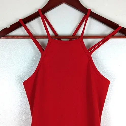 Gaze USA Small Bright Red Strappy Lattice Mini Dress Flirty Fit and Flare