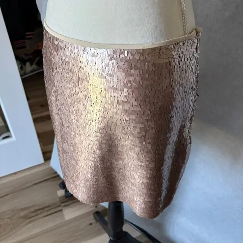 Badgley Mischka Mark + James by Rose Gold Sequin Mini Skirt size S Luxury