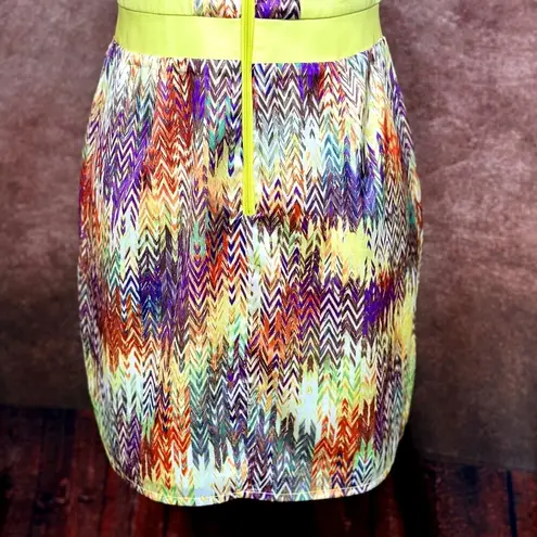 Pink Stitch Colorful Mini Dress Yellow/Multicolor size 6