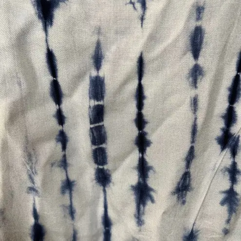 Style House Blue White Tie Dye Asymmetrical Front Tie Blouse Size Large