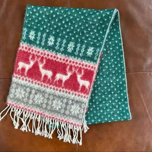 100% Cashmere Scarf Fair Isle Red